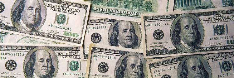 Close-Up Of One Hundred Dollar Bills by Panoramic Images wall art