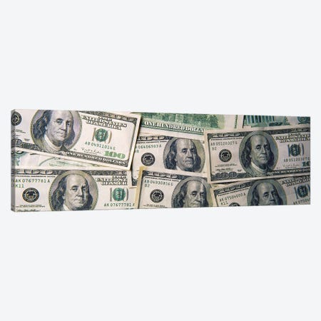 Close-Up Of One Hundred Dollar Bills Canvas Print #PIM15277} by Panoramic Images Canvas Artwork