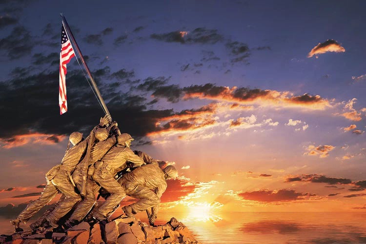 War Memorial At Sunrise, Iwo Jima Memorial, Rosslyn, Arlington, VA, Usa