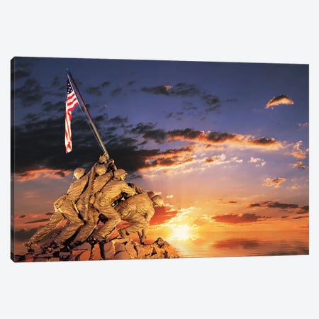 War Memorial At Sunrise, Iwo Jima Memorial, Rosslyn, Arlington, VA, Usa Canvas Print #PIM15302} by Panoramic Images Canvas Art Print