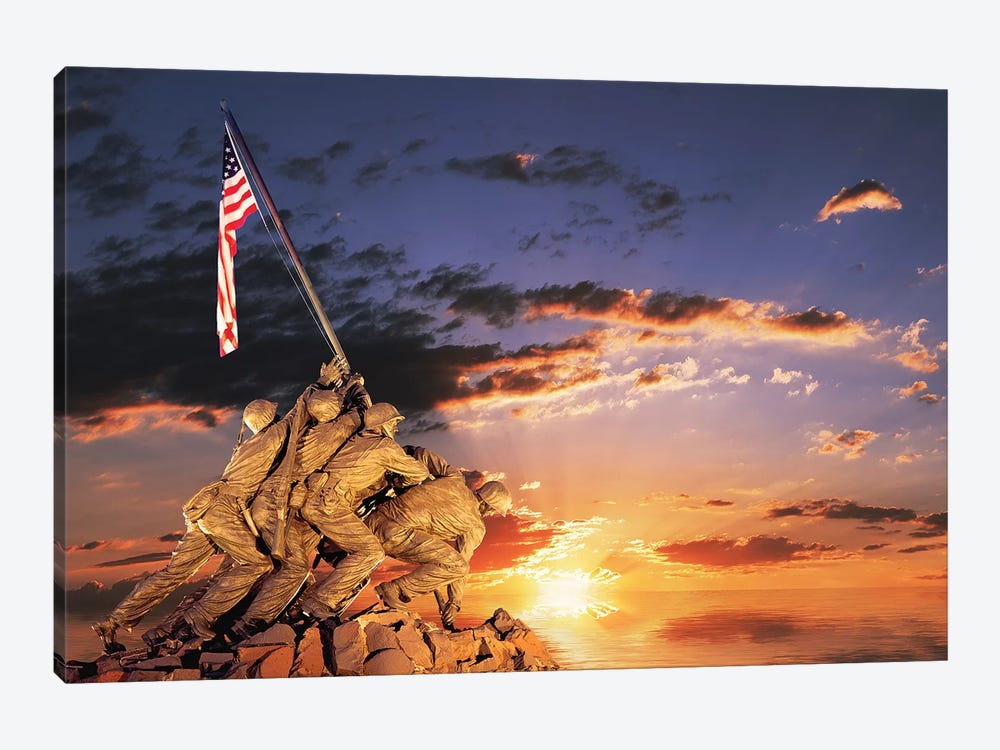 War Memorial At Sunrise, Iwo Jima Memorial, Rosslyn, Arlington, VA, Usa by Panoramic Images 1-piece Canvas Art