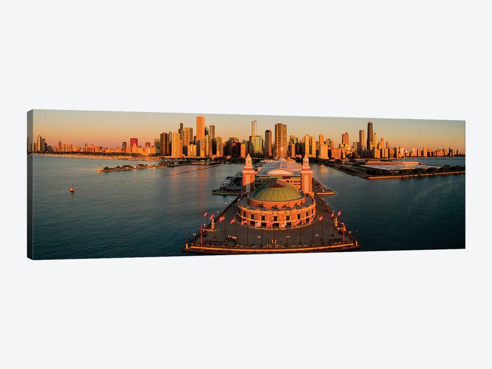 Elevated View Of The Navy Pier, Chicago, IL, USA by Panoramic Images 1-piece Canvas Art Print