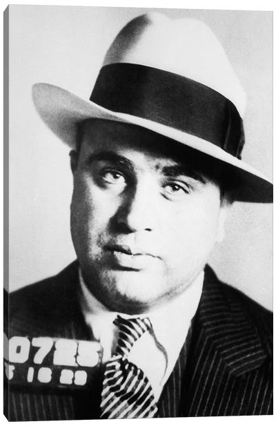 1920s Prison Mug Shot Of Chicago Gangster Scarface Al Capone Canvas Art Print - Vintage & Retro Photography