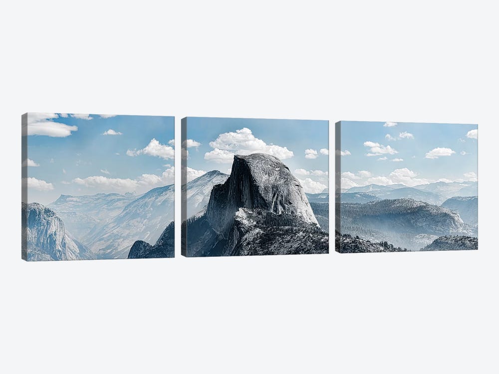Scenic View Of Rock Formations, Half Dome, Yosemite Valley, Yosemite National Park, CA, USA by Panoramic Images 3-piece Canvas Print