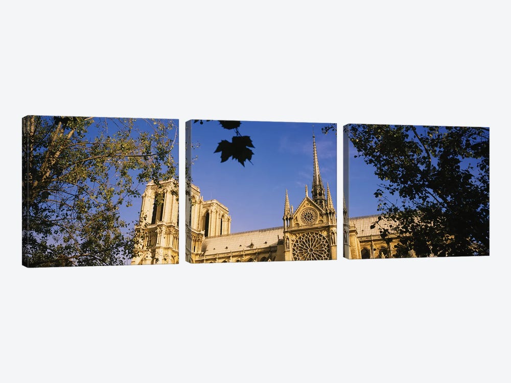 Low Angle View Of A Cathedral, Notre Dame Cathedral, Paris, France by Panoramic Images 3-piece Canvas Art Print