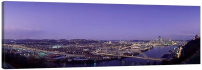 Aerial view of a city, Pittsburgh, Allegheny County, Pennsylvania, USA Canvas Art Print - Night Sky Art