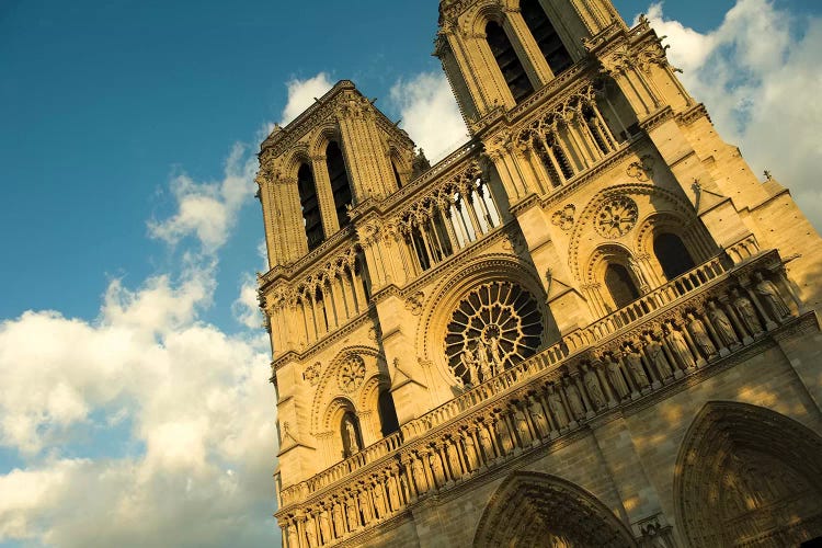 Low Angle View Of A Cathedral, Notre Dame, Paris, Ile-De-France, France