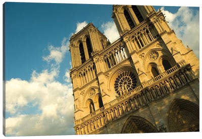 Low Angle View Of A Cathedral, Notre Dame, Paris, Ile-De-France, France Canvas Art Print - Notre Dame Cathedral