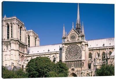 Low Angle View Of The Notre Dame, Paris, Ile-De-France, France Canvas Art Print - Notre Dame Cathedral