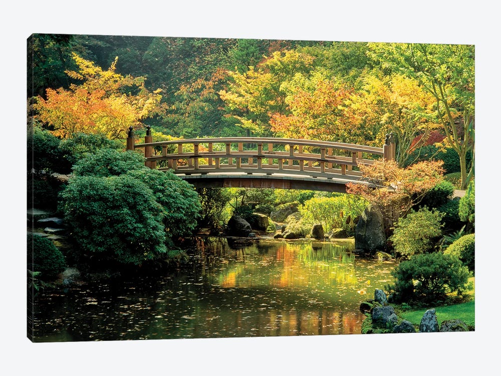 "Autumn at the Moon Bridge", Japanese Garden, Portland, Oregon, USA by Panoramic Images 1-piece Canvas Artwork