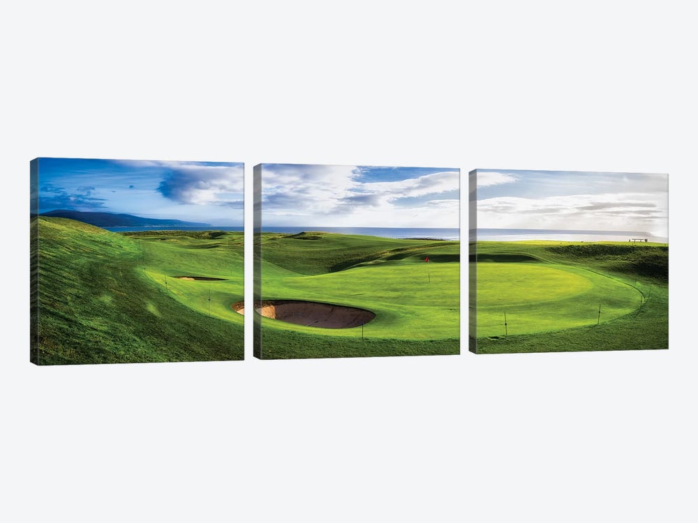 18th Green at Brora Golf Club, Moray Firth, Brora, Scotland by Panoramic Images 3-piece Canvas Print