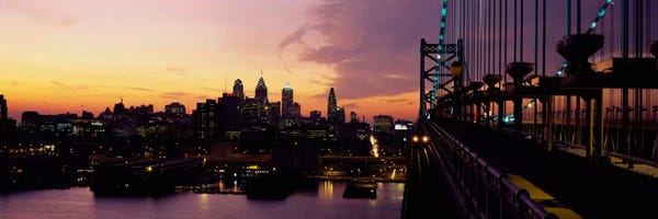 Pennsylvania: Bridge over a river, Benjamin Franklin Bridge, Philadelphia, Pennsylvania, USA by Panoramic Images
