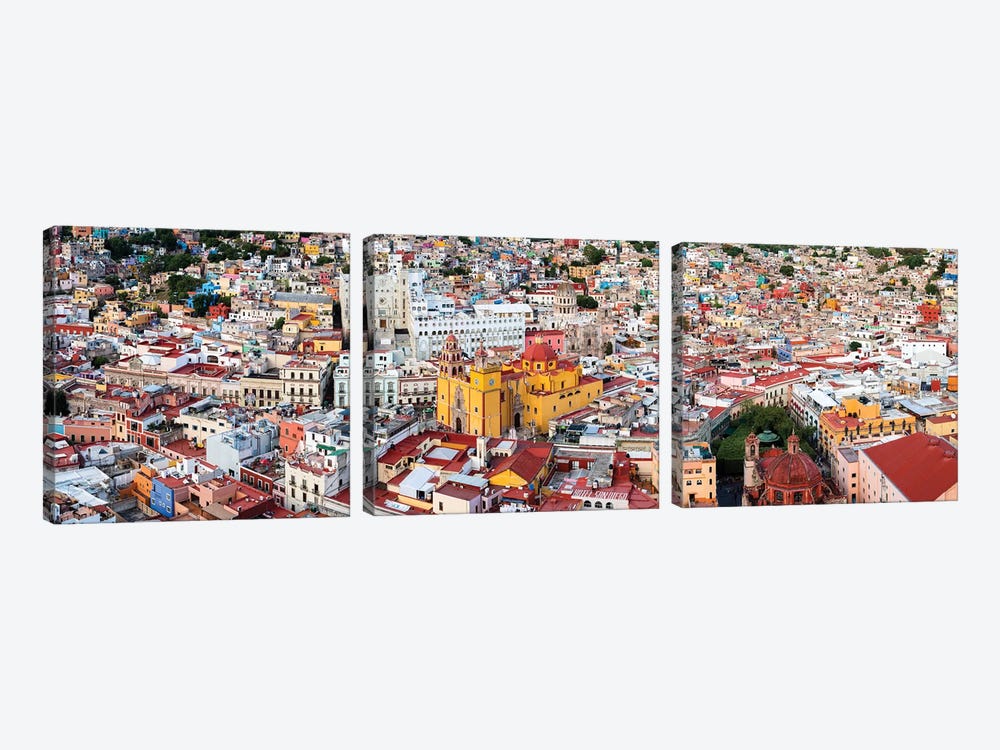 Aerial view of Cathedral Basilica of Our Lady of Light, Guanajuato, Mexico by Panoramic Images 3-piece Canvas Artwork