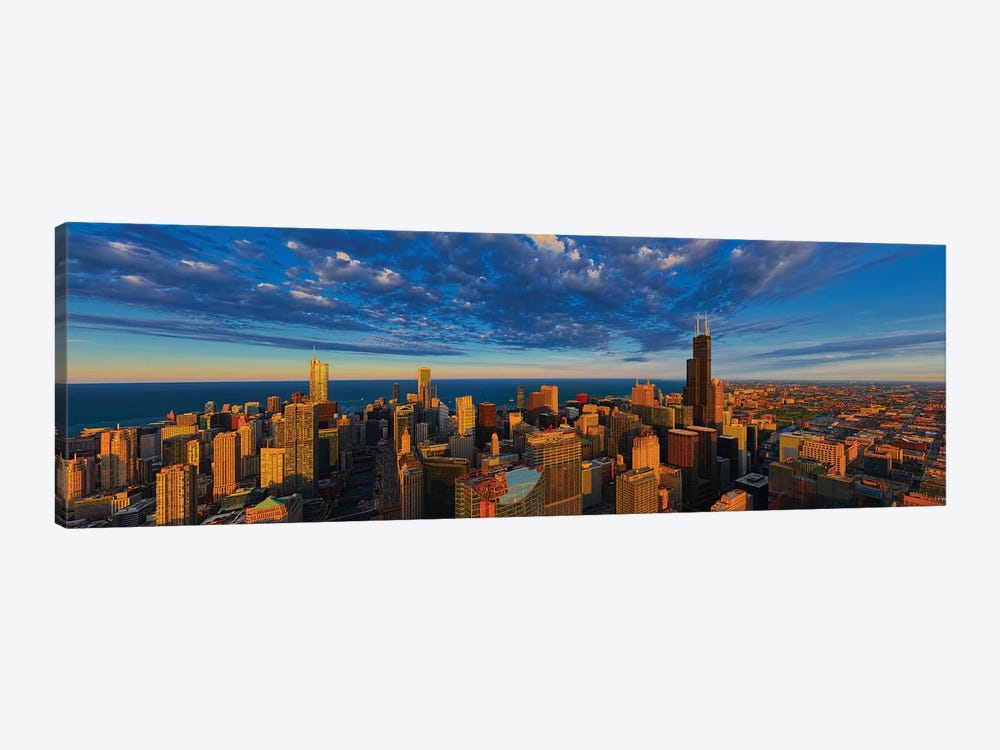 Aerial view of cityscape at the waterfront, Lake Michigan, Chicago, Cook County, Illinois, USA by Panoramic Images 1-piece Canvas Art Print