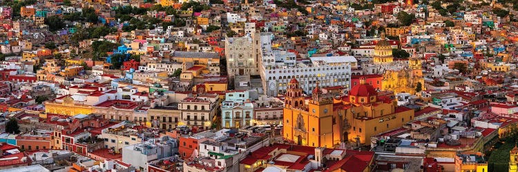 Aerial view of colorful city, Guanajuato, Mexico