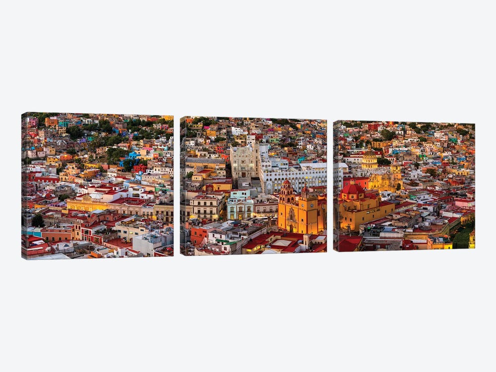 Aerial view of colorful city, Guanajuato, Mexico by Panoramic Images 3-piece Canvas Wall Art