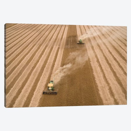 Aerial view of combine harvesting soybean crop, Marion County, Illinois, USA Canvas Print #PIM15348} by Panoramic Images Art Print