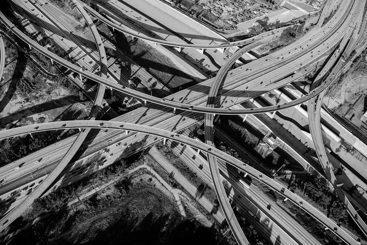 Aerial view of freeway interchange, City Of Los Angeles, Los Angeles County, California, USA