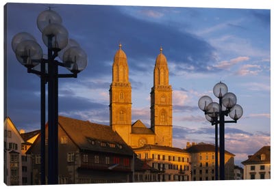 Low angle view of a church, Grossmunster, Zurich, Switzerland Canvas Art Print - Christian Art