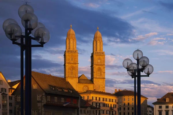 Low angle view of a church, Grossmunster, Zurich, Switzerland