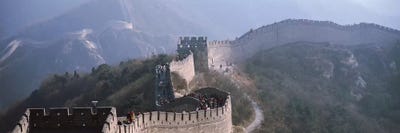 Aerial view of tourists walking on a wall, Great Wall Of China, Beijing, China by Panoramic Images framed canvas print