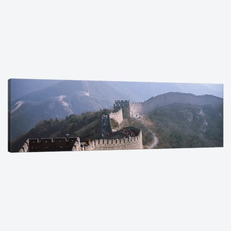 Aerial view of tourists walking on a wall, Great Wall Of China, Beijing, China Canvas Print #PIM15355} by Panoramic Images Canvas Print