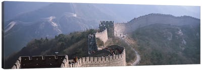 Aerial view of tourists walking on a wall, Great Wall Of China, Beijing, China Canvas Art Print - The Great Wall of China