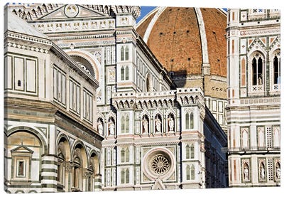 Architectural detail of a cathedral, Duomo Santa Maria Del Fiore, Florence, Tuscany, Italy Canvas Art Print - American Flag Art