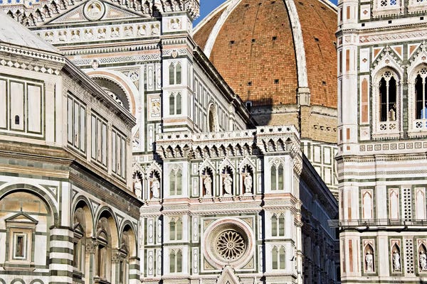 American Flags: Architectural detail of a cathedral, Duomo Santa Maria Del Fiore, Florence, Tuscany, Italy by Panoramic Images