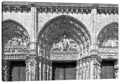 Architectural details at the entrance of a cathedral, Portail Royal, Chartres Cathedral, Chartres, Eure-et-Loir, France Canvas Art Print - Flag Art