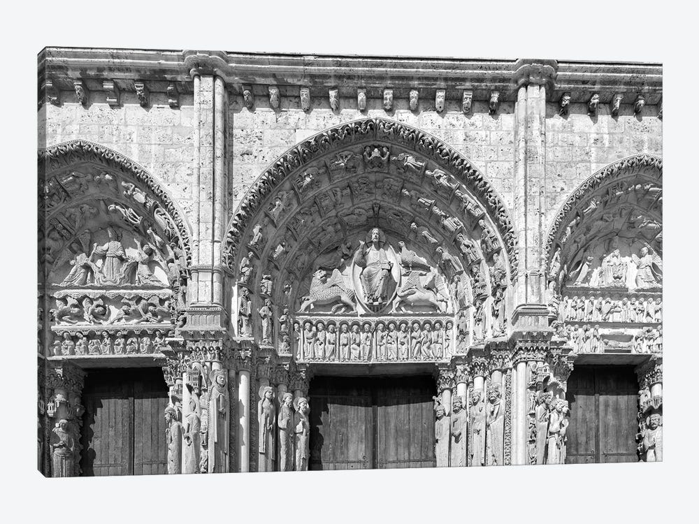 Architectural details at the entrance of a cathedral, Portail Royal, Chartres Cathedral, Chartres, Eure-et-Loir, France by Panoramic Images 1-piece Canvas Artwork