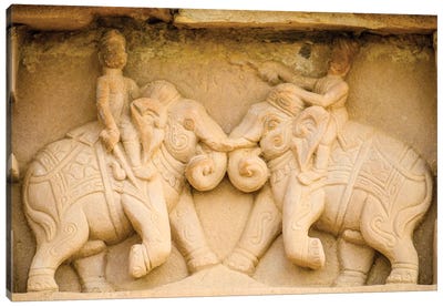 Arts on wall, Khajuraho temples, India Canvas Art Print - Indian Décor