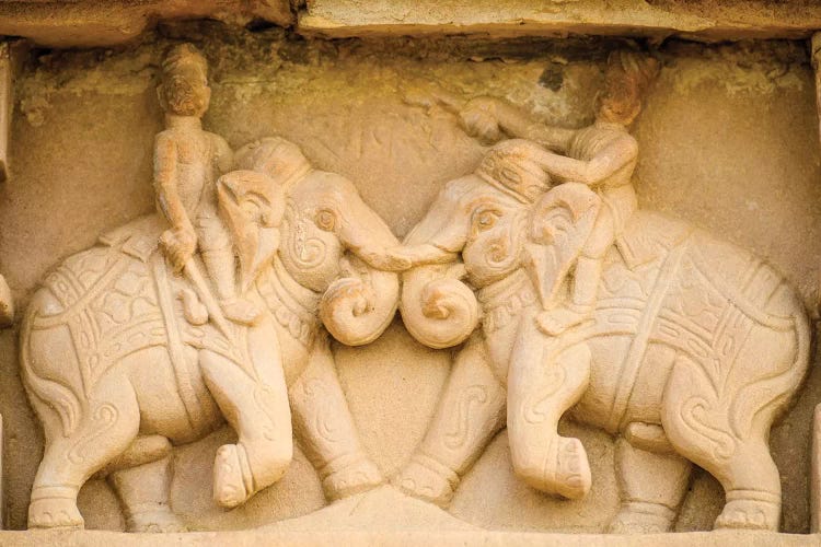 Arts on wall, Khajuraho temples, India