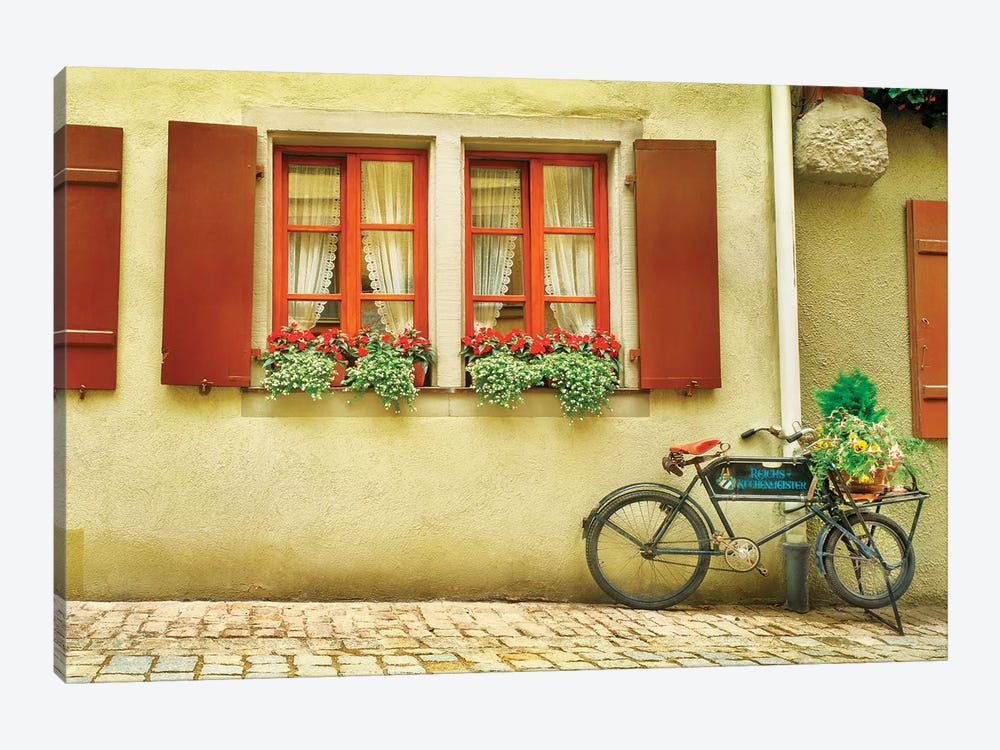 Bicycle outside a house, Rothenburg Ob Der Tauber, Bavaria, Germany by Panoramic Images 1-piece Canvas Art