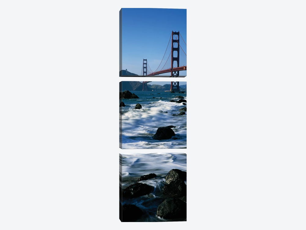 Bridge across the sea, Golden Gate Bridge, Baker Beach, San Francisco, California, USA by Panoramic Images 3-piece Canvas Print