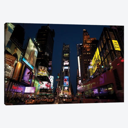 Buildings in a city lit up at dusk, Times Square, Manhattan, New York City, New York State, USA Canvas Print #PIM15395} by Panoramic Images Canvas Print