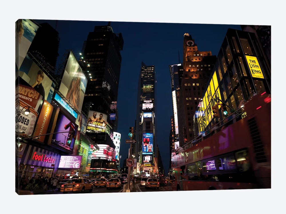 Buildings in a city lit up at dusk, Times Square, Manhattan, New York City, New York State, USA by Panoramic Images 1-piece Canvas Art