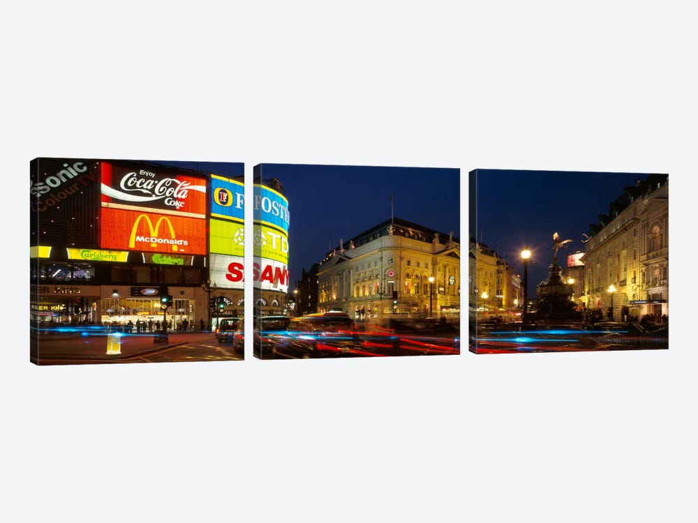 Piccadilly Circus, City Of Westminster, London, England, United Kingdom by Panoramic Images 3-piece Canvas Art Print