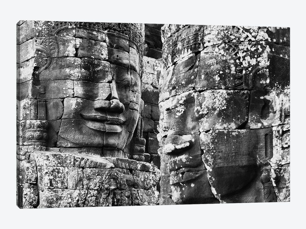 Carved stone faces in the Khmer temple of Bayon, Siem Reap, Cambodia by Panoramic Images 1-piece Canvas Artwork