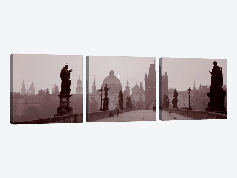 Charles Bridge Prague Czech Republic by Panoramic Images 3-piece Canvas Artwork