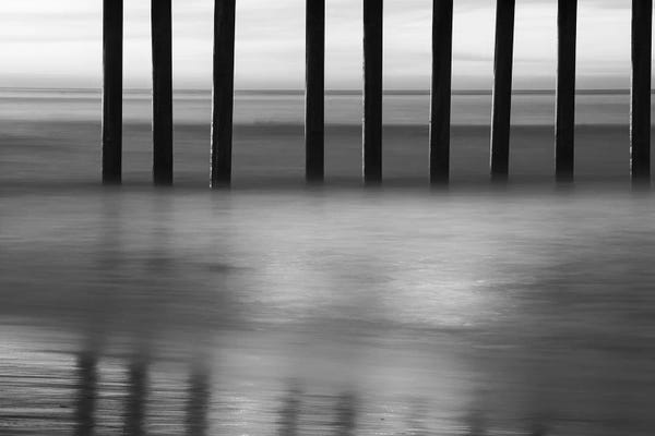 Huntington Beach: Close-up of water at Huntington Beach Pier, California, USA by Panoramic Images