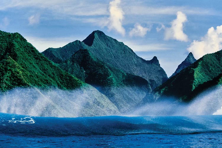 Clouds over mountain range, Moorea, Tahiti, Society Islands, French Polynesia