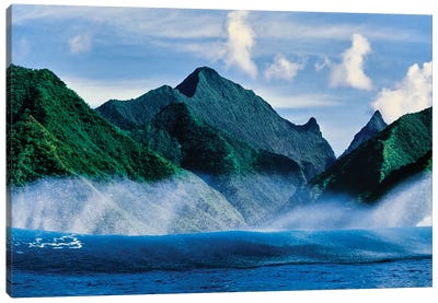 Clouds over mountain range, Moorea, Tahiti, Society Islands, French Polynesia Canvas Art Print