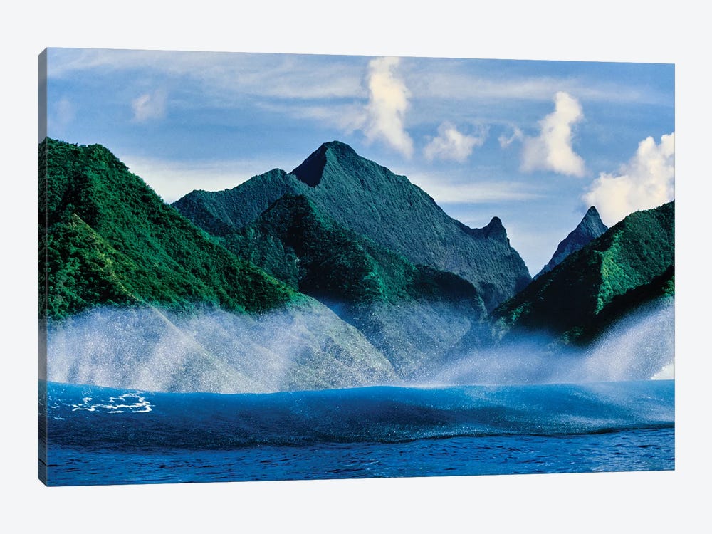 Clouds over mountain range, Moorea, Tahiti, Society Islands, French Polynesia 1-piece Canvas Wall Art