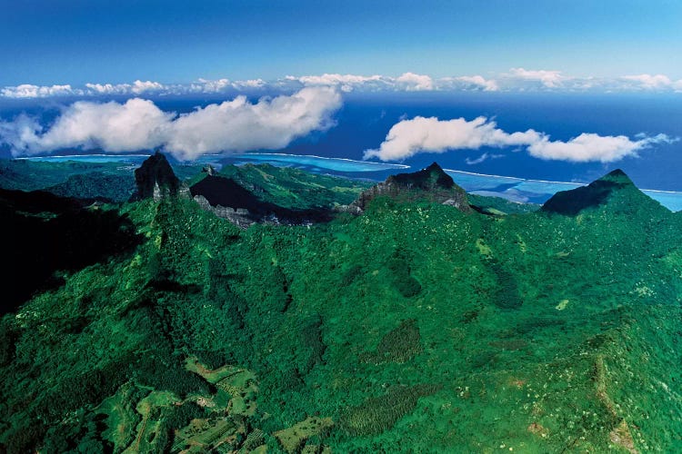 Clouds over mountain range, Moorea, Tahiti, Society Islands, French Polynesia