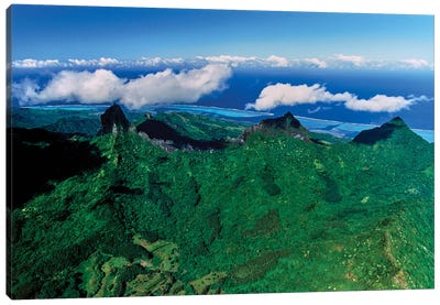 Clouds over mountain range, Moorea, Tahiti, Society Islands, French Polynesia Canvas Art Print - Tahiti