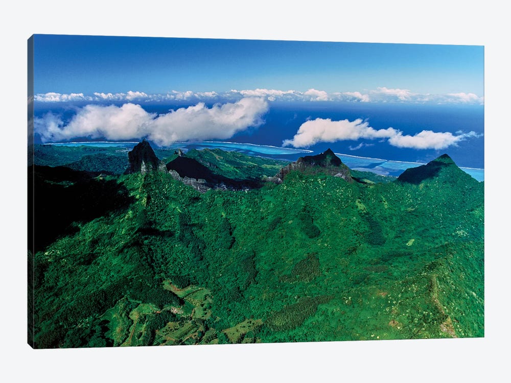 Clouds over mountain range, Moorea, Tahiti, Society Islands, French Polynesia by Panoramic Images 1-piece Art Print