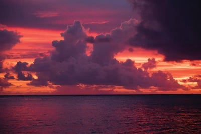 Clouds over the Pacific Ocean at sunset, Bora Bora, Society Islands, French Polynesia by Panoramic Images framed canvas print