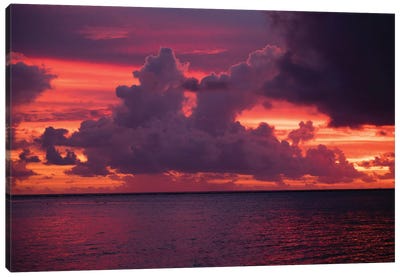 Clouds over the Pacific Ocean at sunset, Bora Bora, Society Islands, French Polynesia Canvas Art Print - French Polynesia Art