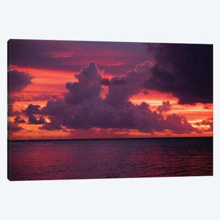 Clouds over the Pacific Ocean at sunset, Bora Bora, Society Islands, French Polynesia Canvas Print #PIM15454} by Panoramic Images Canvas Wall Art
